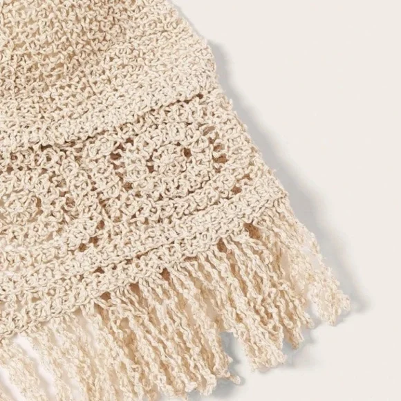 Fringe Hem Crocheted Halter Top size S‎ Bohemian romantic festival summer hippie - Picture 4 of 11